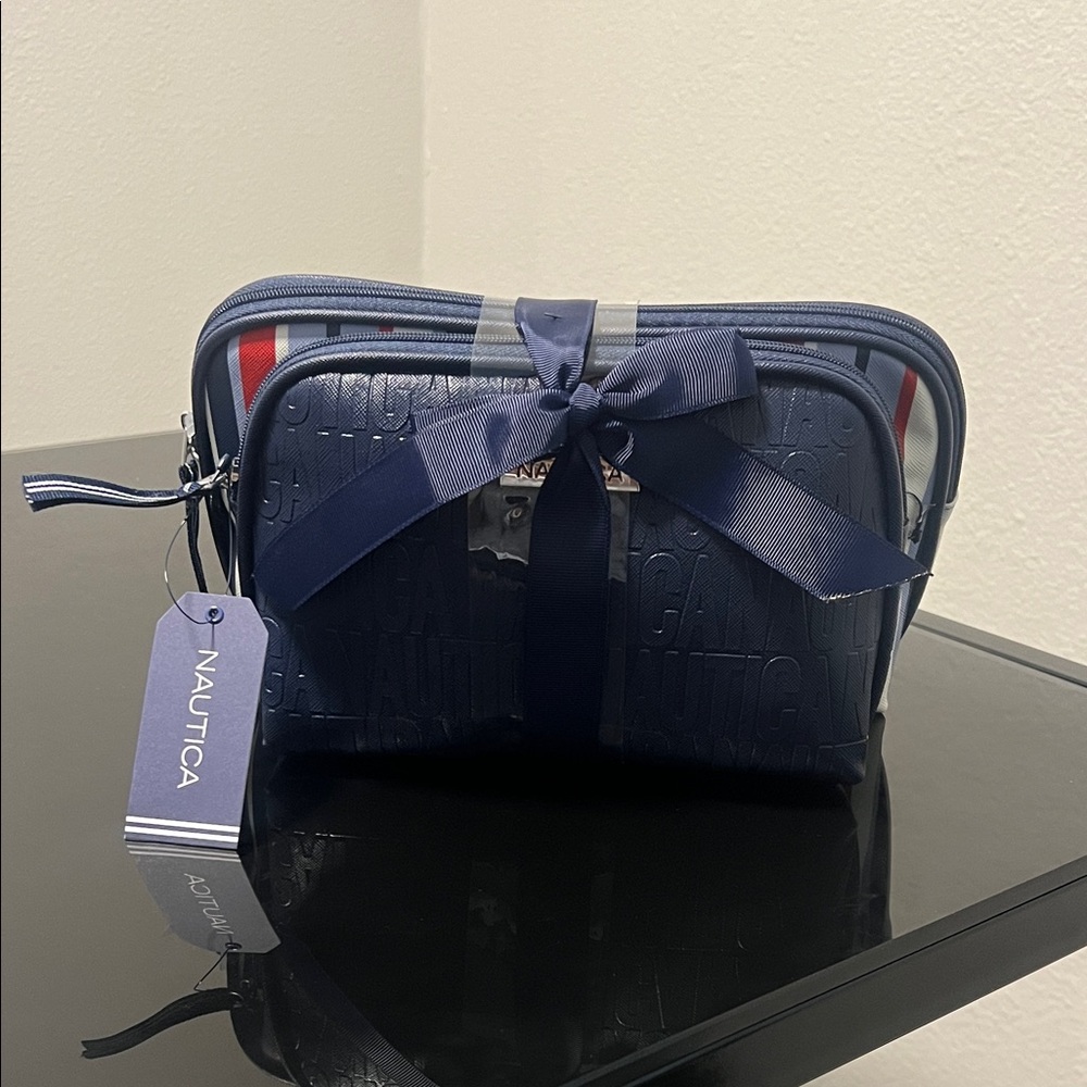 Nautica Blue Cosmetic Bag Set with Ribbon